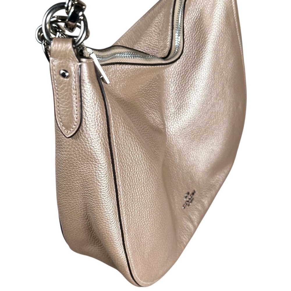COACH Elle Pebbled Leather Hobo Bag in metallic rose gold - Picture 9 of 16